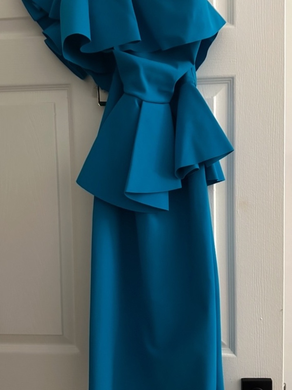 Chiara Boni La Petite Robe Blue Ruffled Asymmetrical Cocktail Dress NM Exclusive